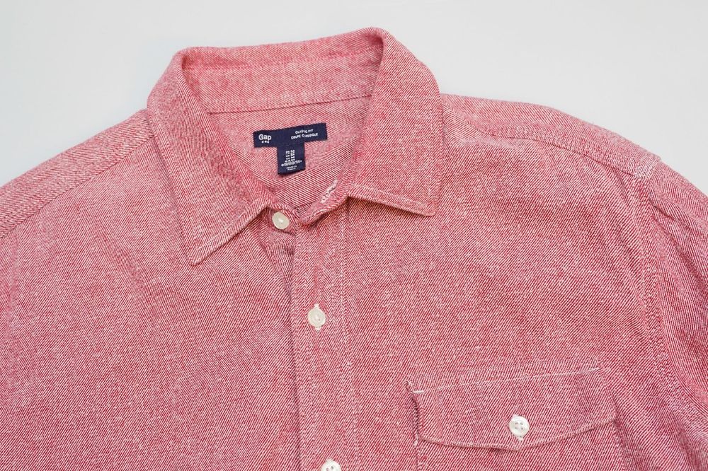 GAP | REDSTR-A | Piękna Męska Koszula Czerwień z Bielą Melanżowa r. M