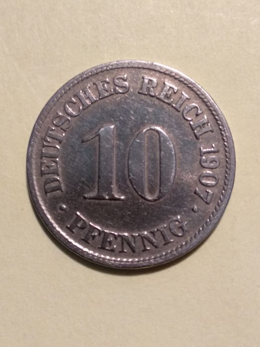 Moedas 10 Pfennig 1900, 1907, 1920, 1921 e 1922 Alemanha