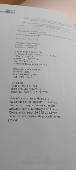 Cogito Ergo Sum, Dicionário Comentado de Expressões Latinas (2008)