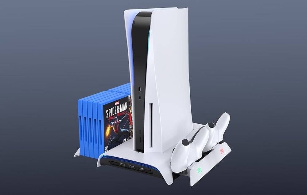 Podstawka Chłodząca Do PS5 Stacja Ładująca Pady Stojak Na Konsole RGB