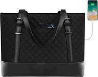 KROSER Torba damska na laptopa 15,6" czarna lekka torebka usb