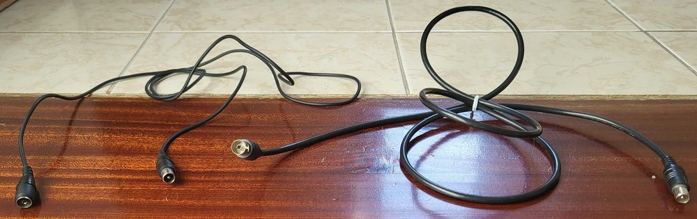 Cabos de Antena Coaxial Preto Macho para Fêmea e Conversor