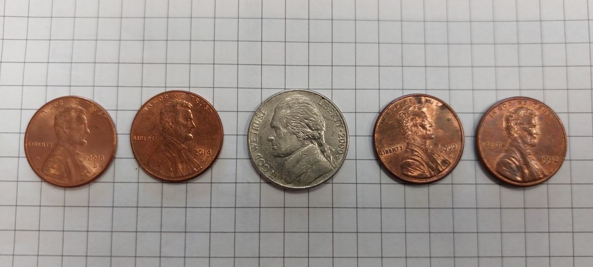 Zestaw centów amerykańskich 5 sztuk USA coins