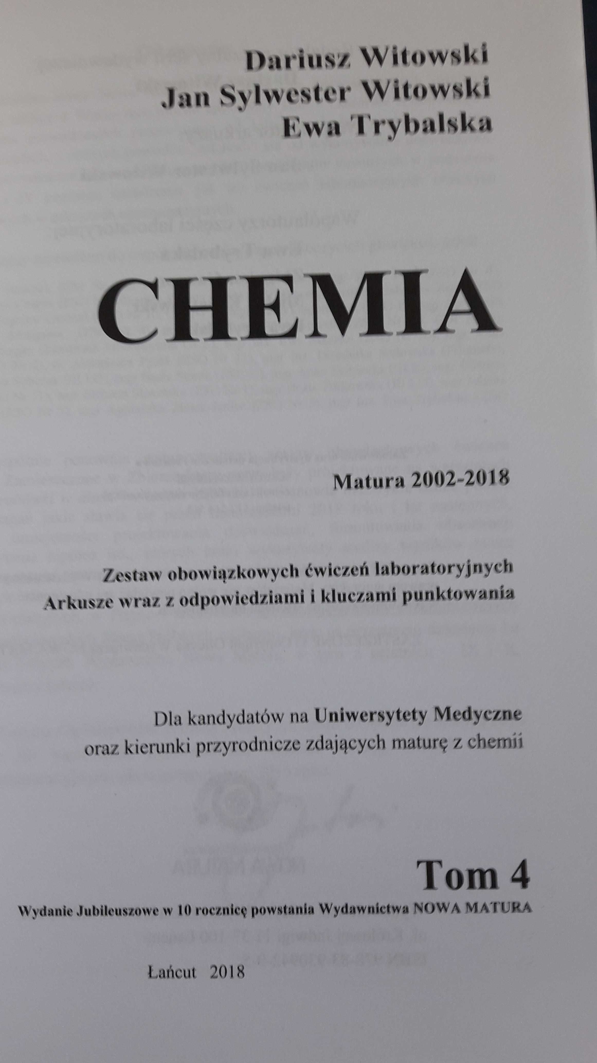 Zbior arkuszy egzaminacyjnych z kluczem Chemia Witowski