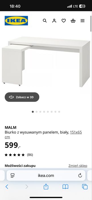 Biurko Malm Ikea