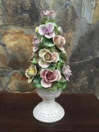 Coroa flores Porcelana Italiana Capodimonte Marcado Antigo 38 cm