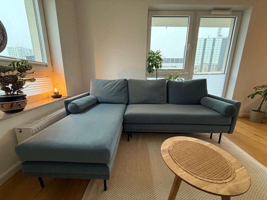 Sofa Narożnik Optisofa Blues z szezlongiem niebieska