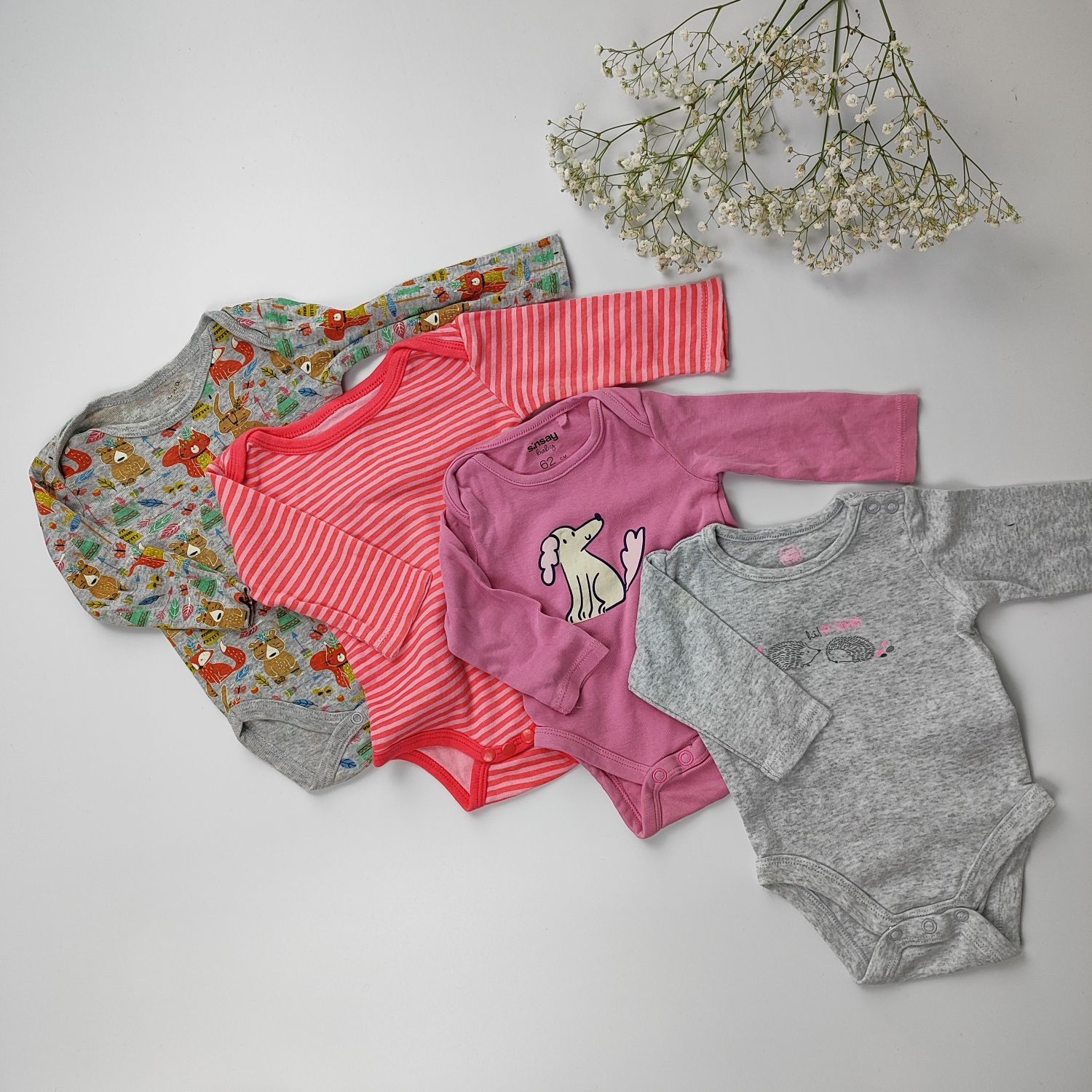Wyprawka dla dziwczynki zestaw paczka ubrań ubranka rozmiar 56 h&m sin