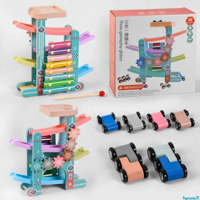 Парковка спупск трек C 44894 4 этажа, 6 машинок, ксилофон