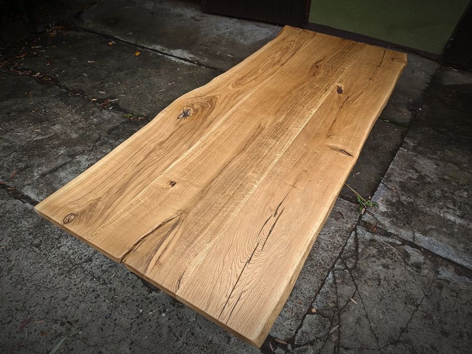 Blat dębowy 220x100-90 na stół biurko ławę Live Edge