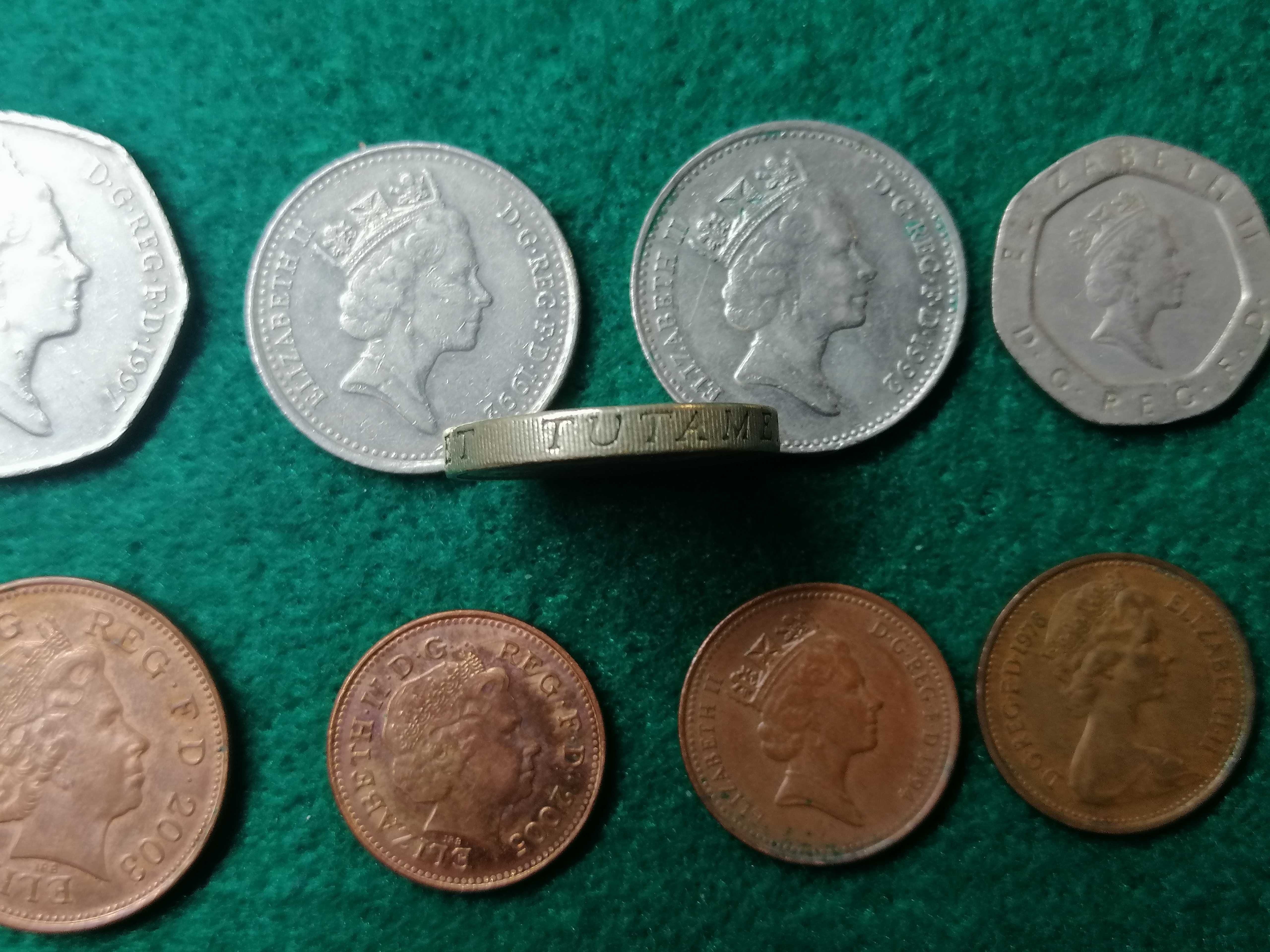 Brytyjskie monety, różne, 9 sztuk