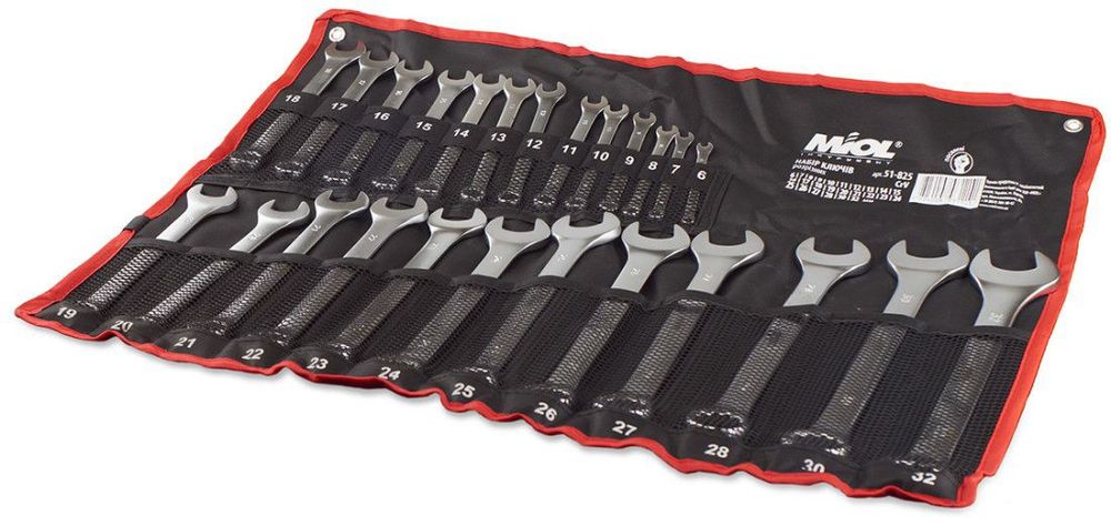 Набір ключів рожково-накідних (25 шт, 6–32 мм, CrV) Miol 51-825 51-715