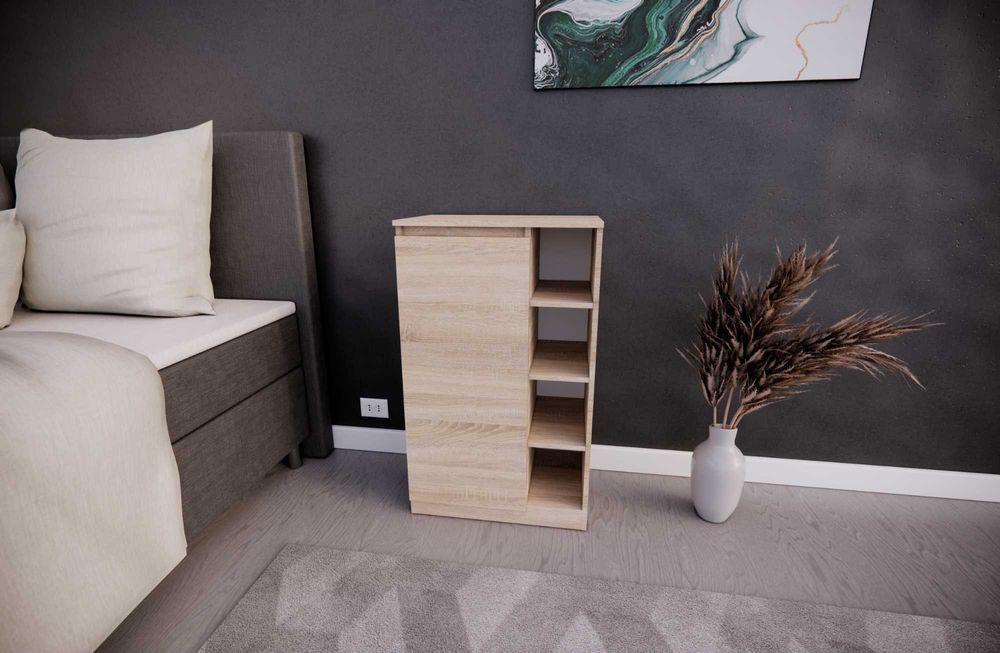 Тумба висока з полицями та відкритою нішею 60х40х100см Дуб Сонома