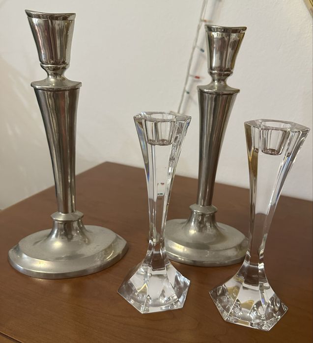 Castiçais de estanho  e de prata