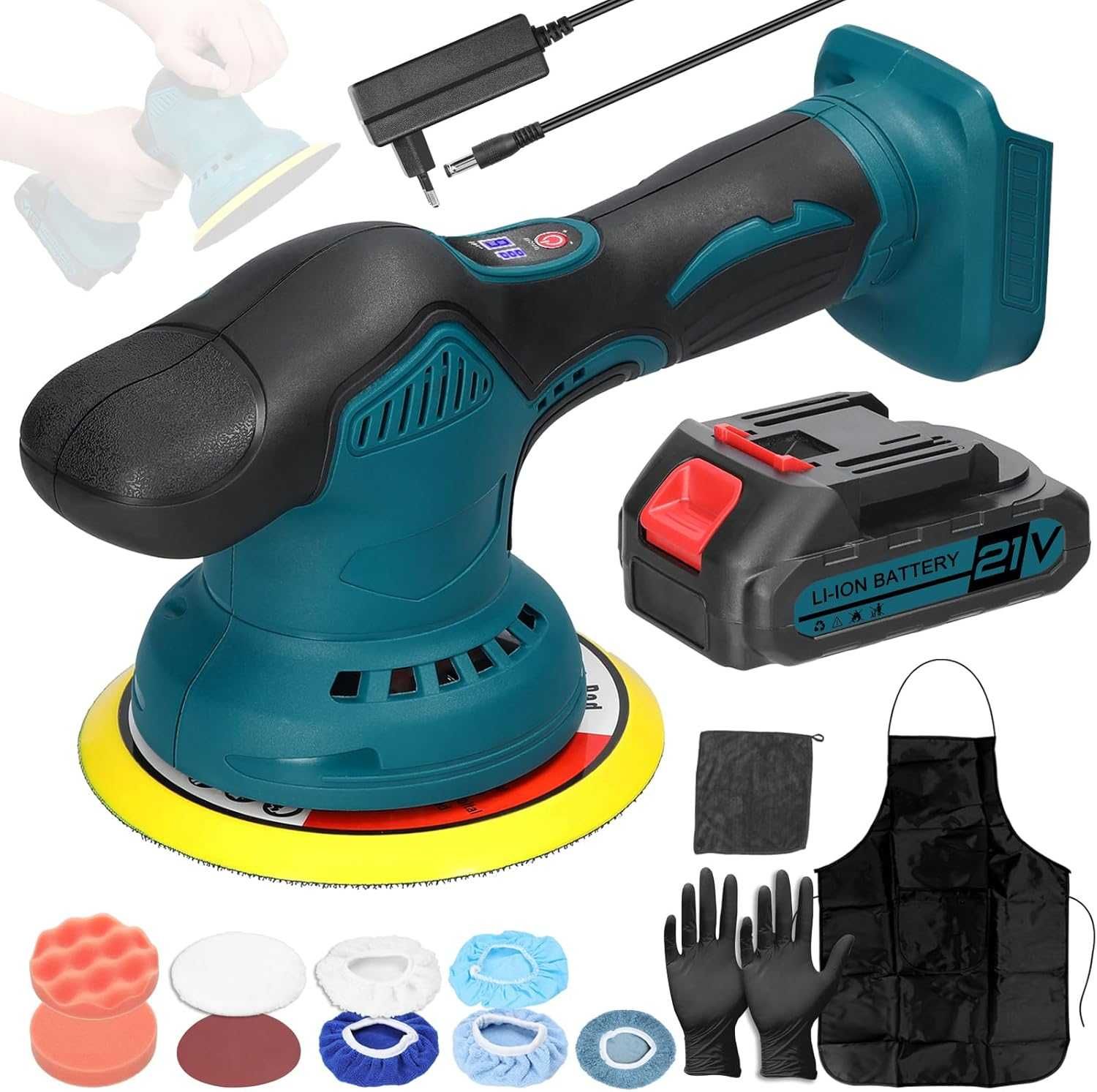 Polidora orbital com 2x baterias 21v litio 5000mah  6 velocidades NOVA