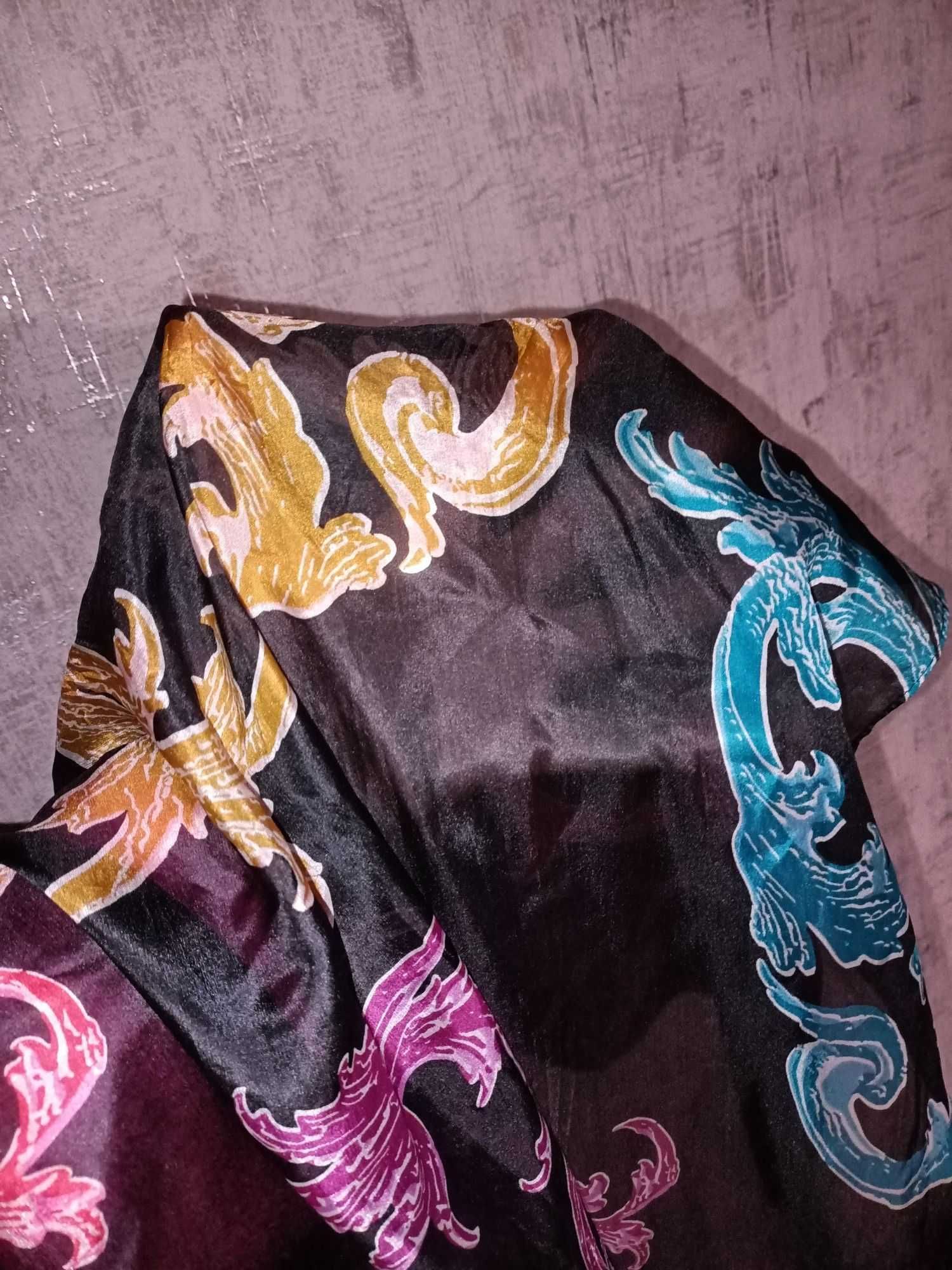 Большой тонкий платок шелковый 88 на 170 см шарф палантин