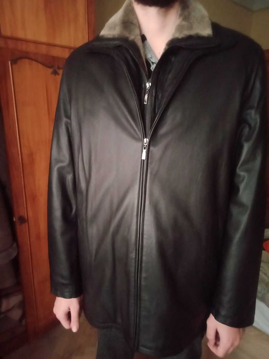 Шкіряна куртка зимова