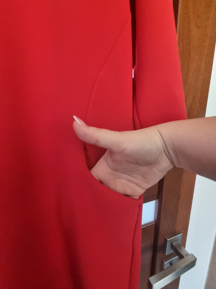 Sukienka tuba czerwona xxl kieszenie