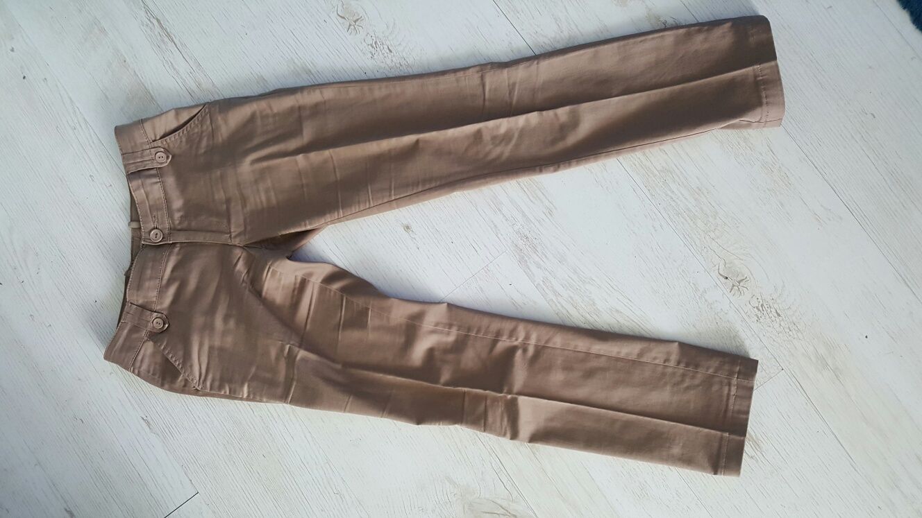 Eleganckie spodnie na kant rozm. 34 jasny brąz brązowy