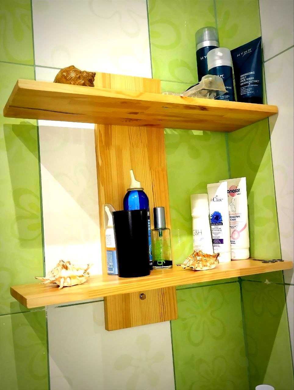 Полиця дерев'яна для ванної кімнати