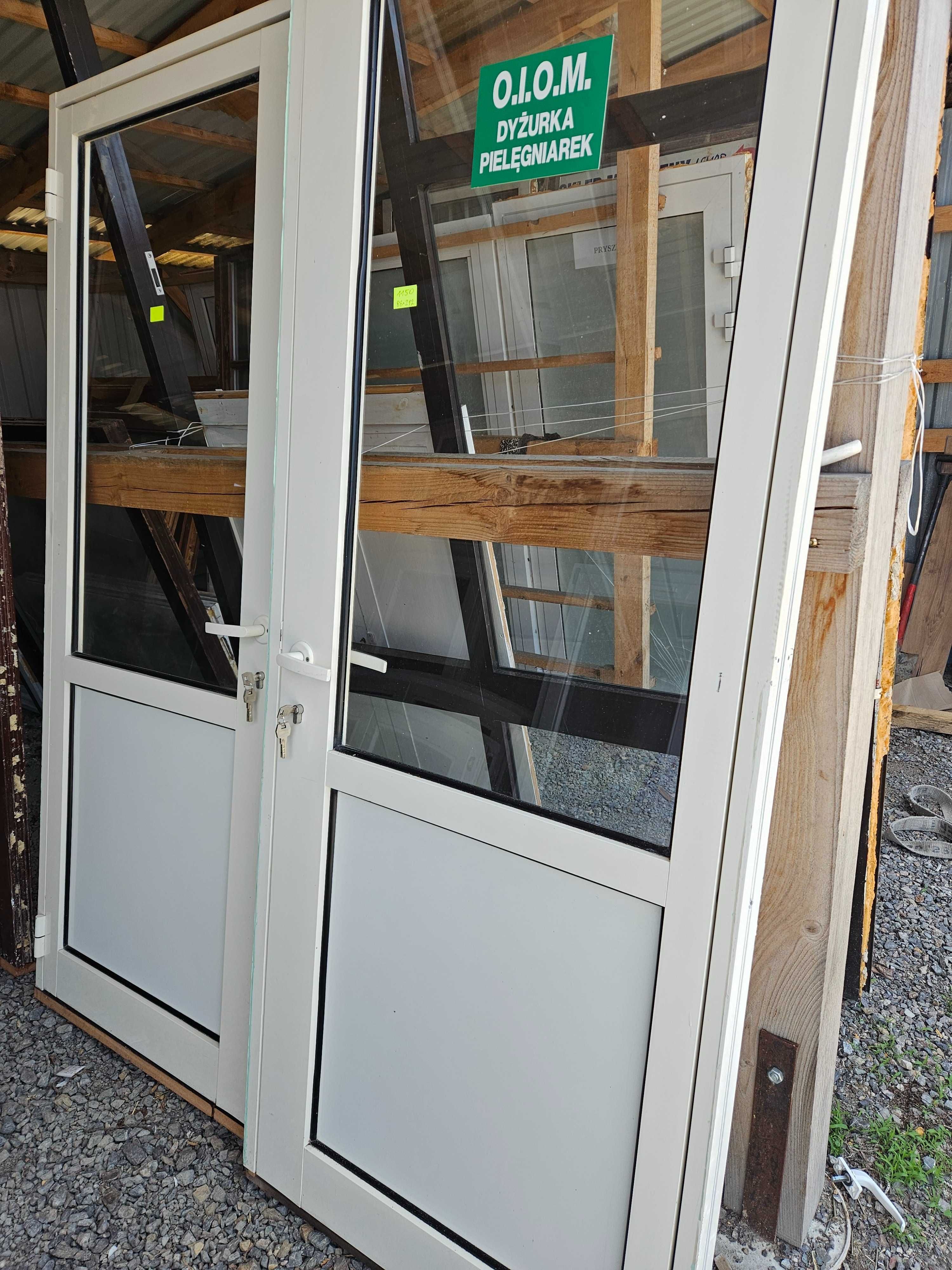 DRZWI Zewnętrzne Aluminiowe Wejściowe Przeszklone 87x212cm 2 sztuki