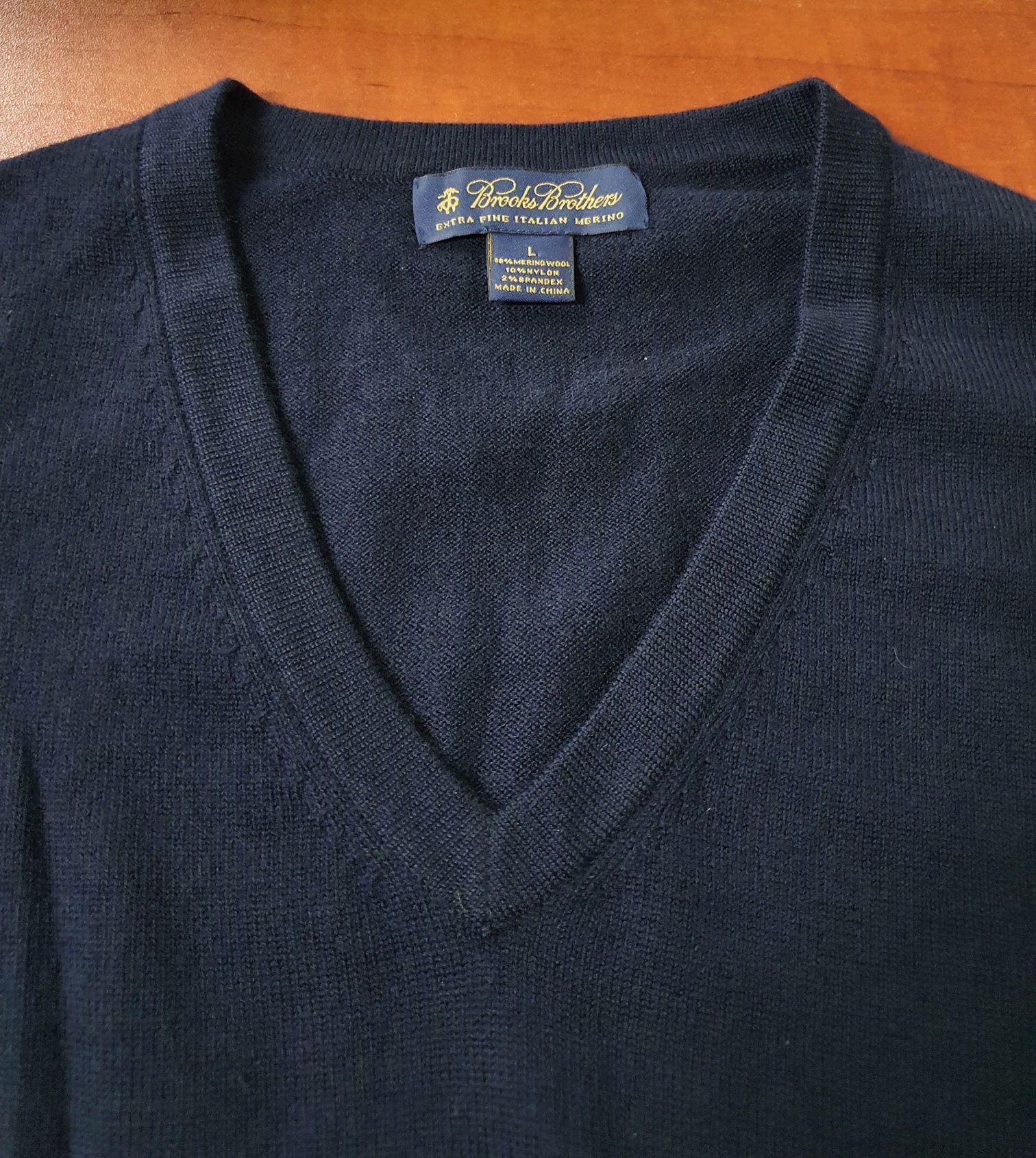 Brooks Brothers elegancki sweter męski wełna z merynosów