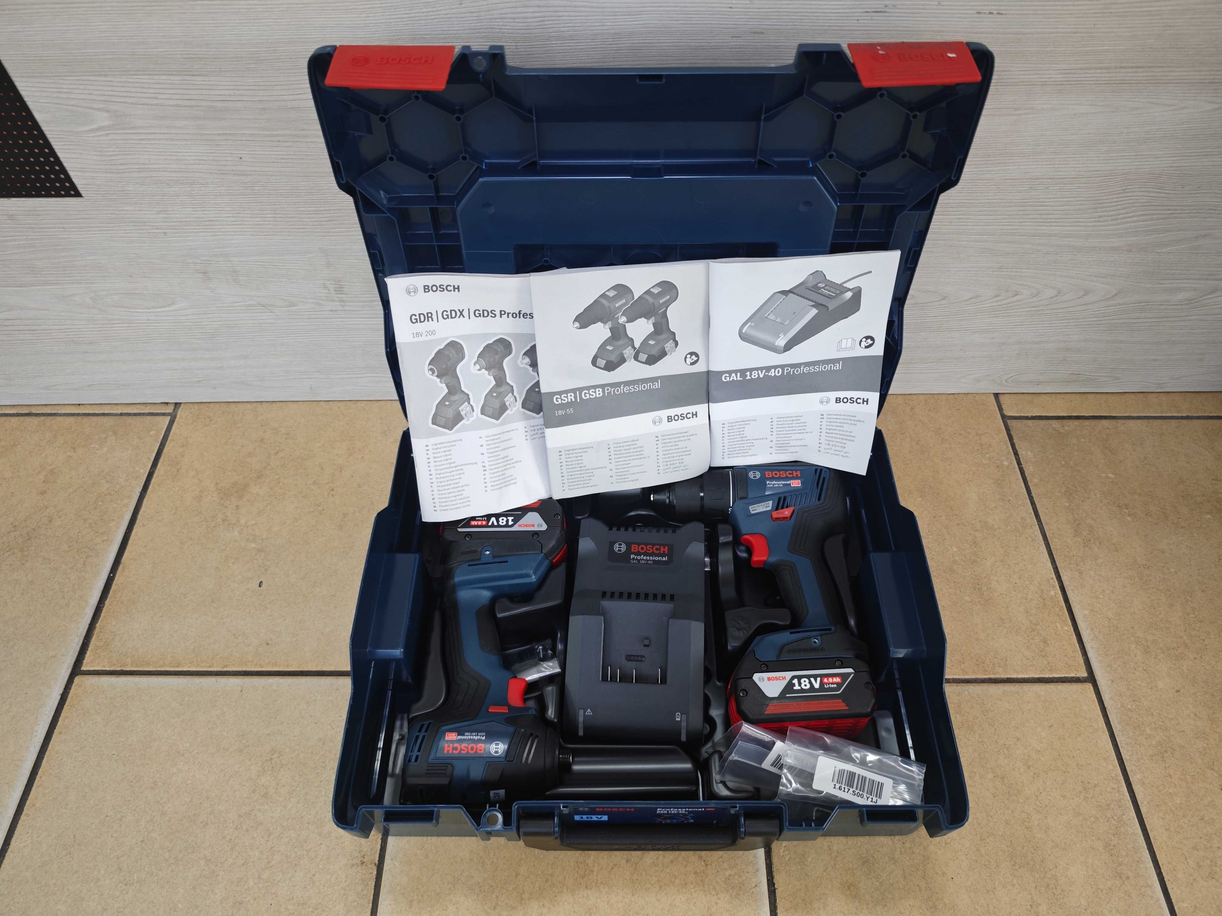 ZESTAW BOSCH - Wkrętarka GSR 18V-55 + Zakrętarka GDR 18V-200 18V NÓWKA