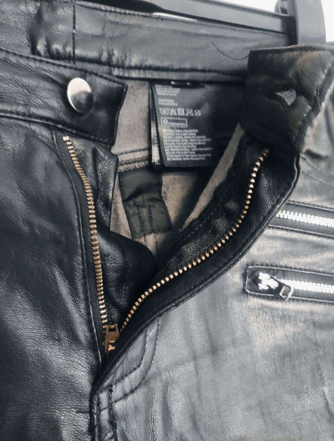 Spodnie skóra r. M czarne H&M na motocykl