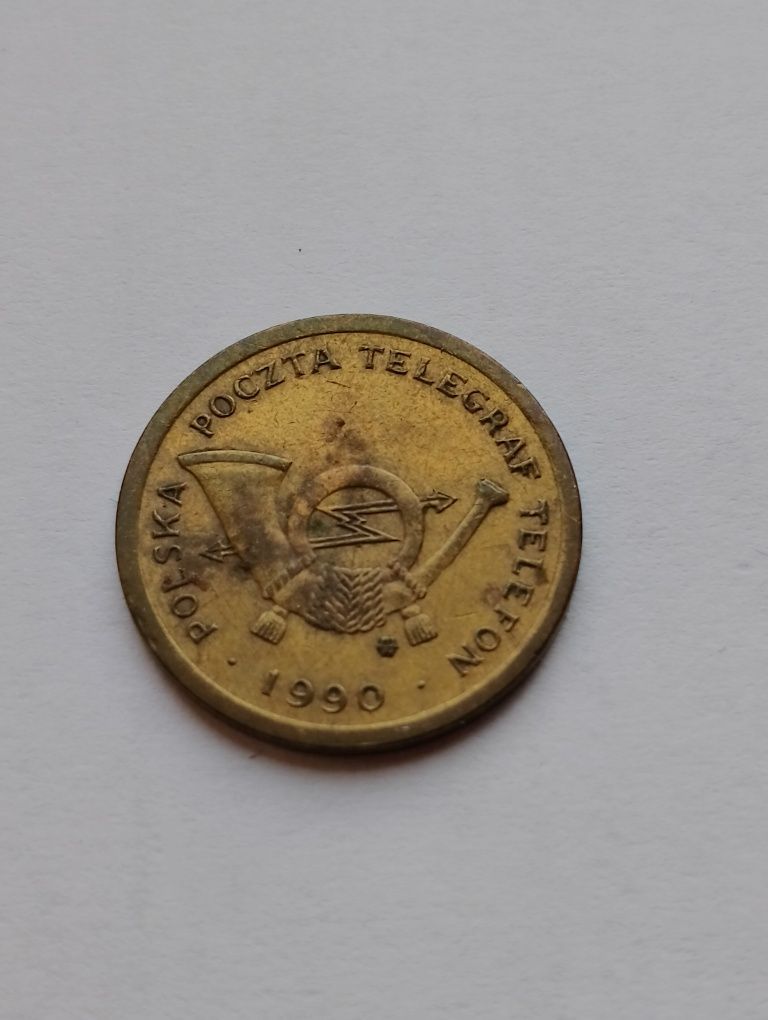 ŻETON telefoniczny do automatu, nominał A, ze znakiem mennicy, 1990 r.
