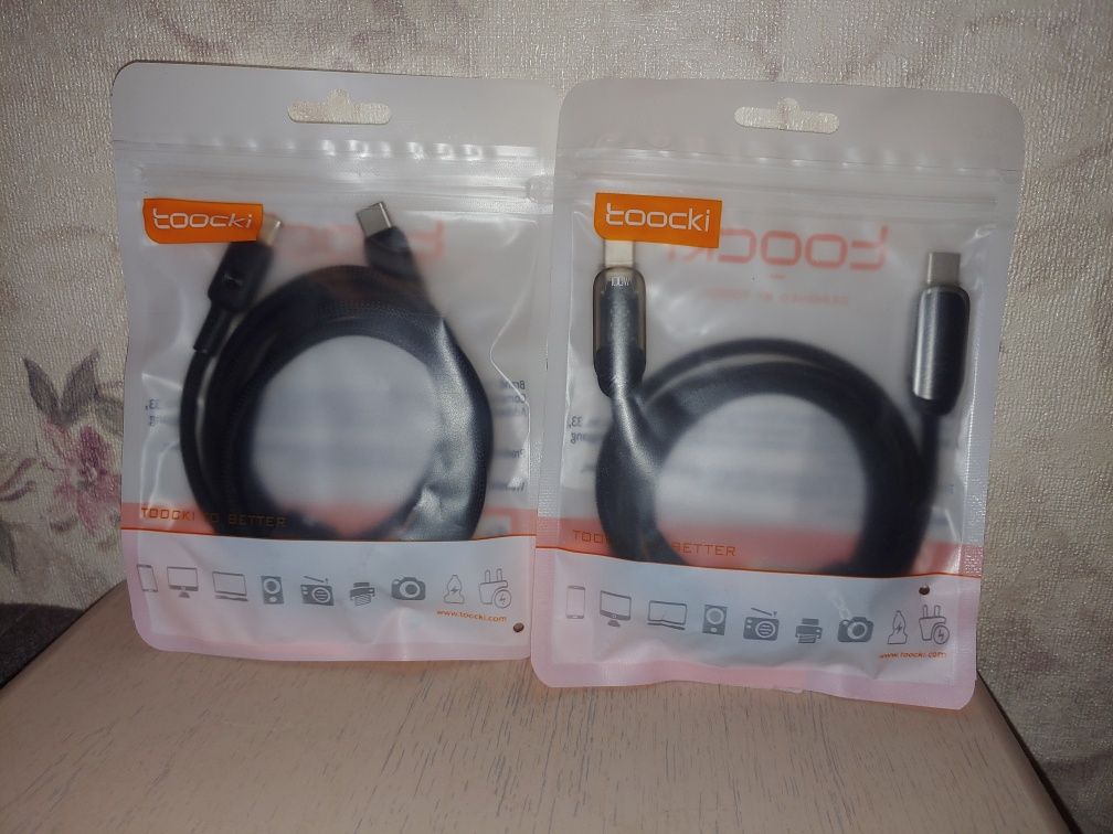 Новый USB type-c кабель toocki 100w 1м с экраном / 1.2м с подсветкой