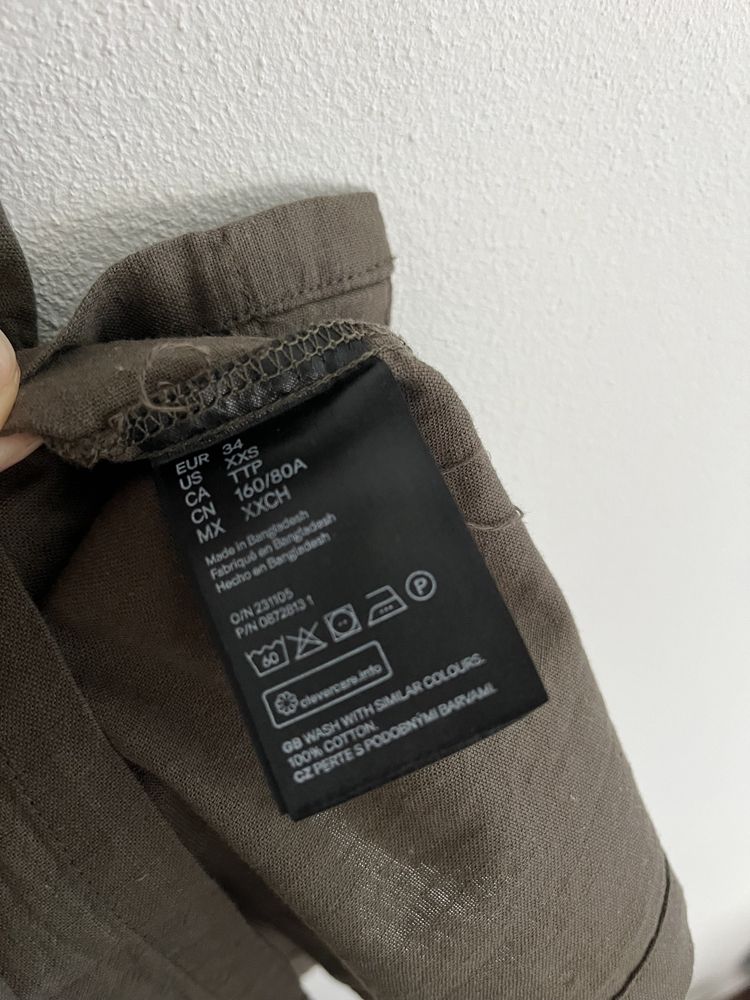 Mini sukienka bawełniana khaki 34 xs H&M