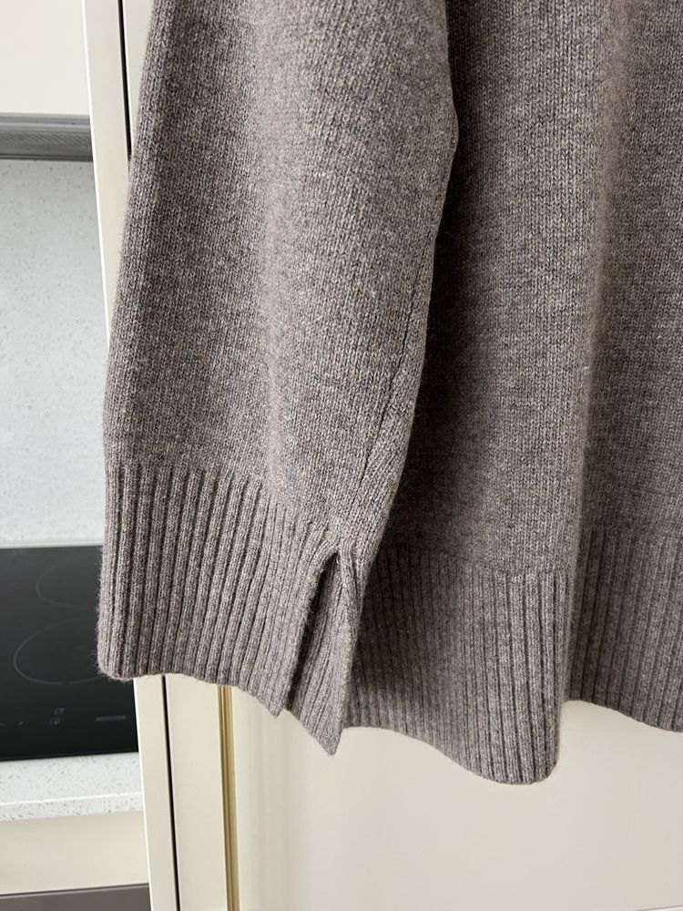 Beżowy/ brązowy sweter H&M Premium Selection Wełna Merino