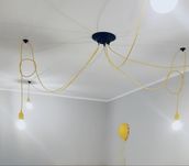 Lampa wisząca pająk 5 ramion żółta