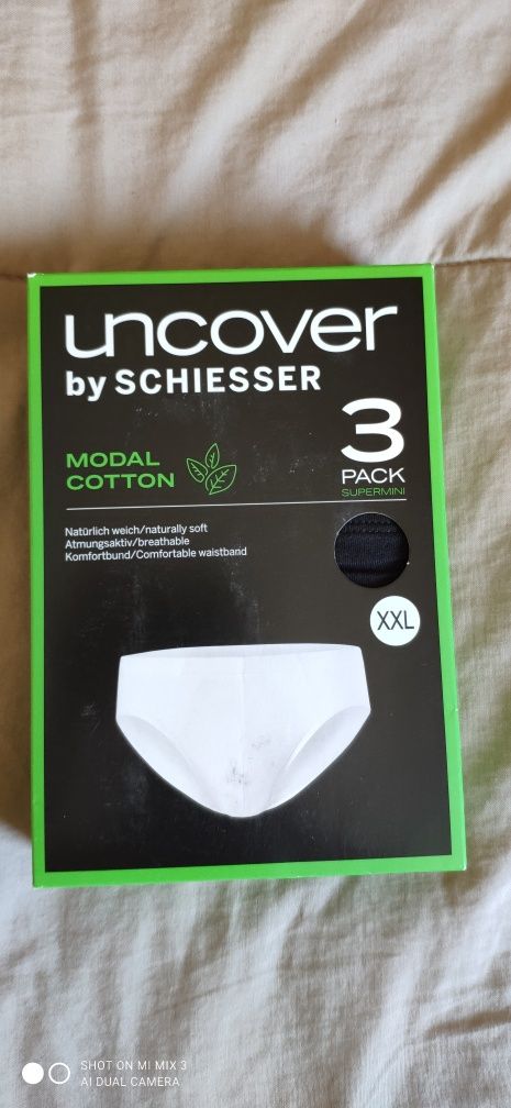 Uncover by Schiesser czarne męskie slipy rozm XXL trójpak