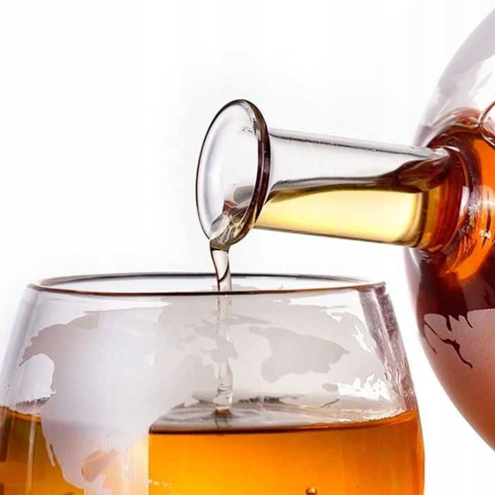 Zestaw do Whisky Karafka na Alkohol GLOBUS Szklanki Prezent dla Faceta