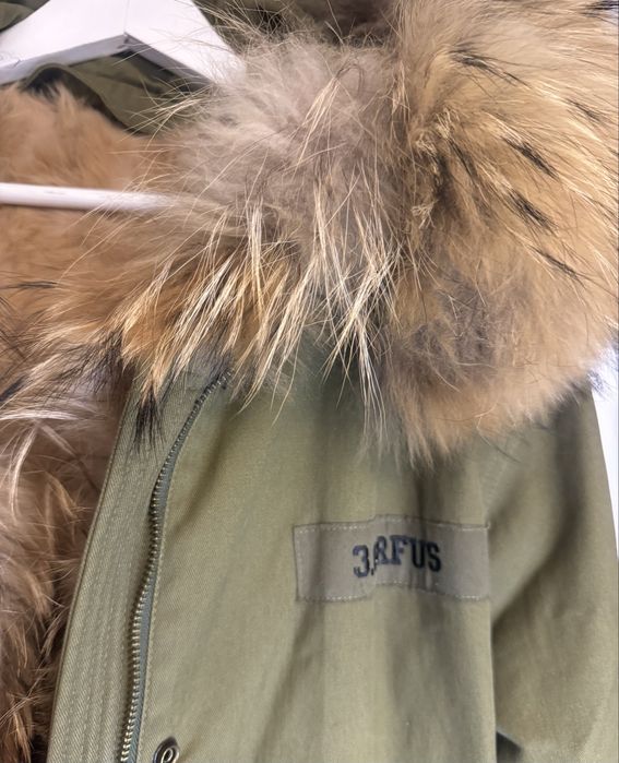 Parka khaki S z jenotem i podszeka odpinana z królika