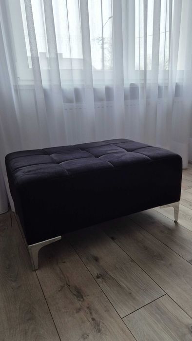 Duża pufa, podnóżek, pikowana welurowa 60x80 cm