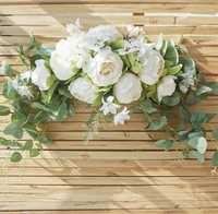 *Ozdoby Ślubne* piwonie sztuczne kwiaty stojak ślub wesele białe 1szt