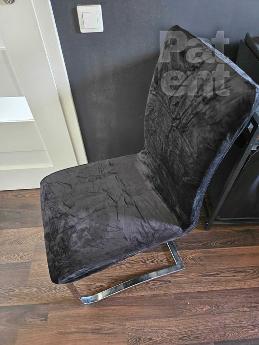 Pokrowce na krzesła miękkie welurowe czarne 6 sztuk welvet