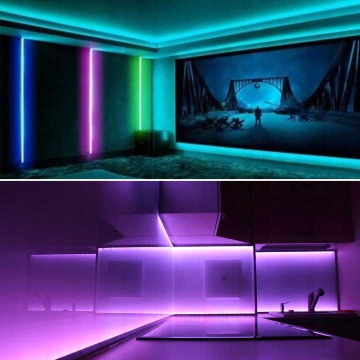 Taśma LED RGB 10m NA PILOTA + APLIKACJA 5050 Listwa 230v 12v Kolorowa