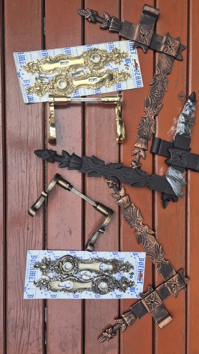 Zawias drzwiowy kuty narożny 50cm Zawias garażowy 6 elem.haki komplet