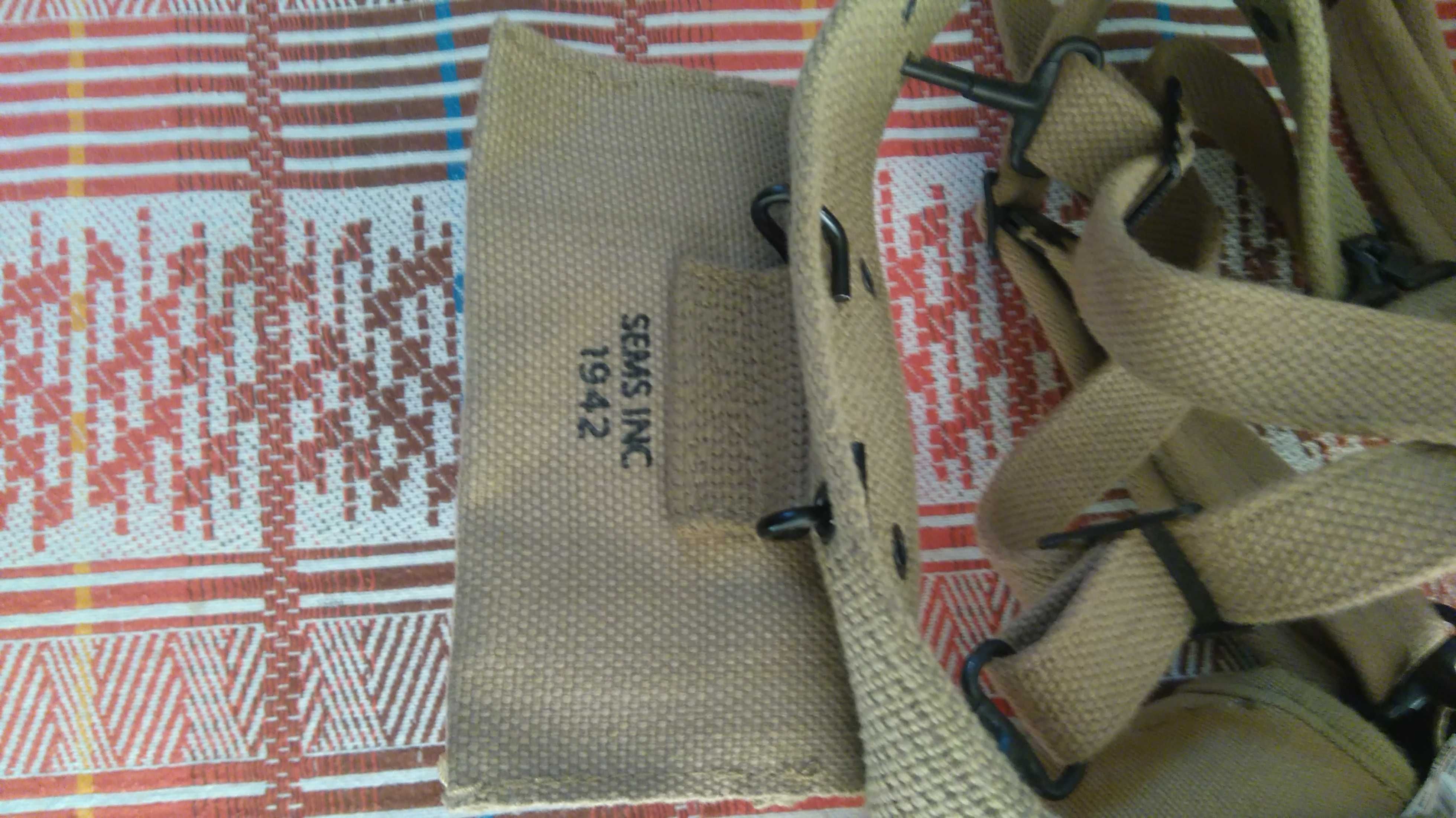 Parciany pas z szelkami + menażka z manierką U.S. 1942r nowe