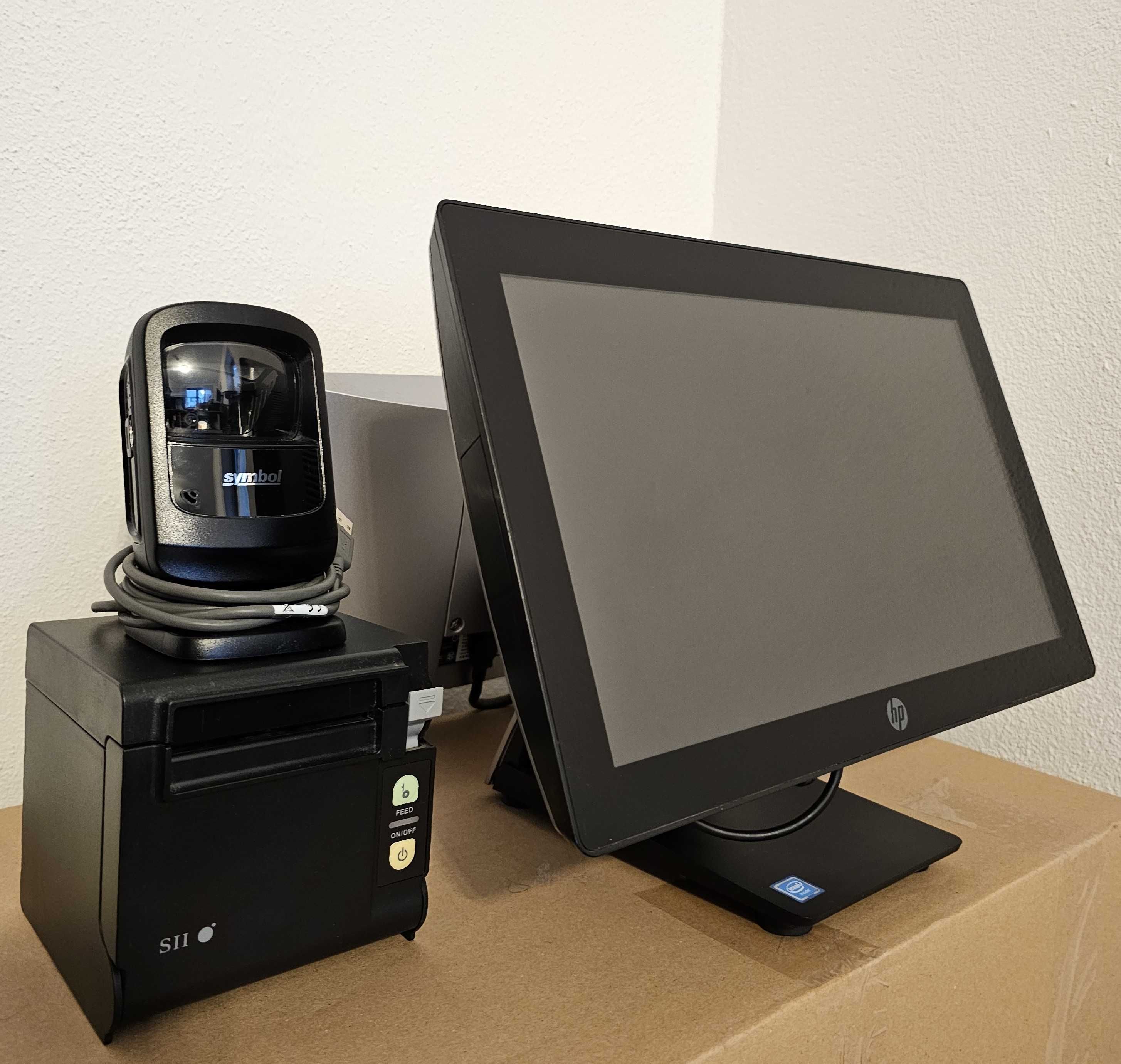 Комплект: ПОС термінал HP RP9 15"тач + 14" + Сканер + Принтер + Ящик