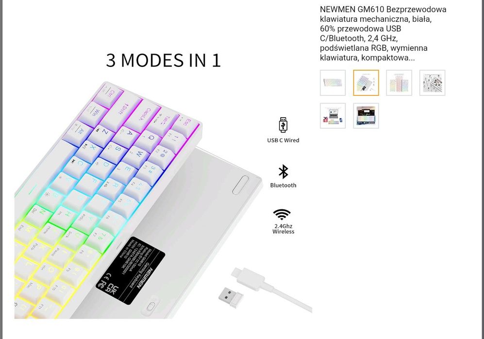 Newmen GM610 60% bezprzewodowa klawiatura mechaniczna, przewodowa/Blue