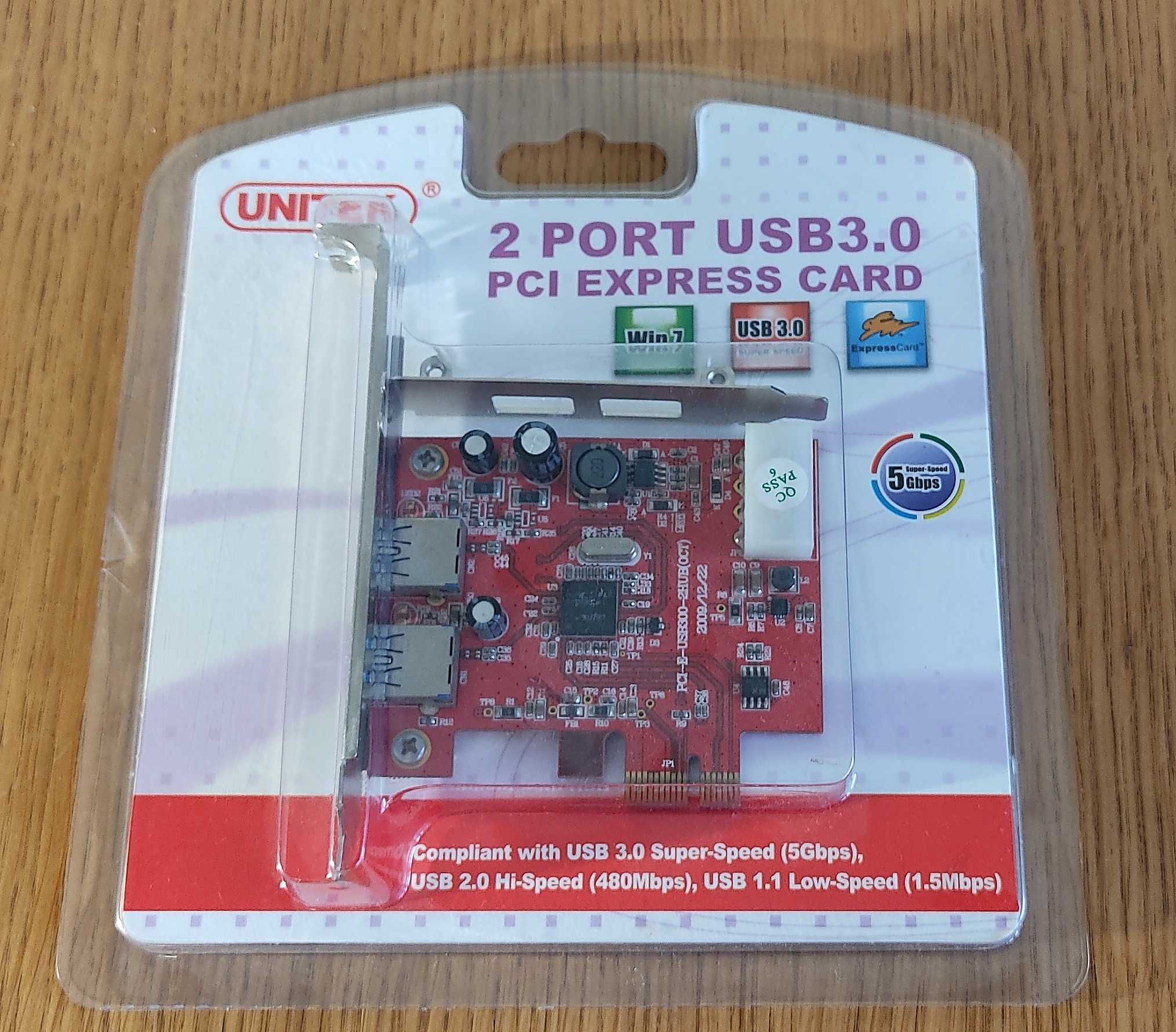 Kontroler UNITEK PCI-E 2 x USB3.0 Y-7301