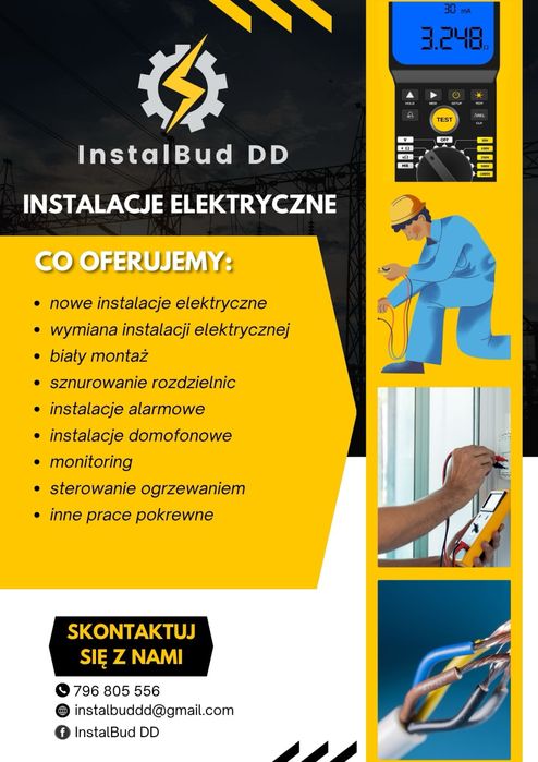 Instalacje elektryczne. Nowe, wymiana, naprawa, awarie, pv i inne
