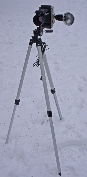 Unikatowa lampa led z aparatu mieszkowego Kodak, statyw do wyboru