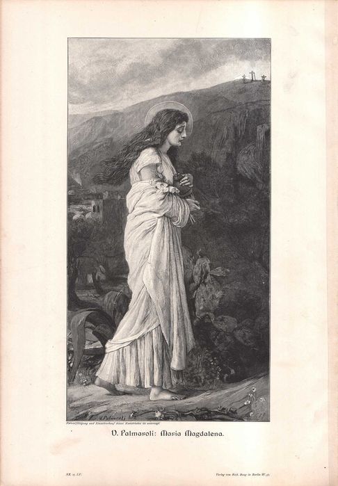 Palmaroli: Maria Magdalena. Piękny drzeworyt 1905 r. oryginał