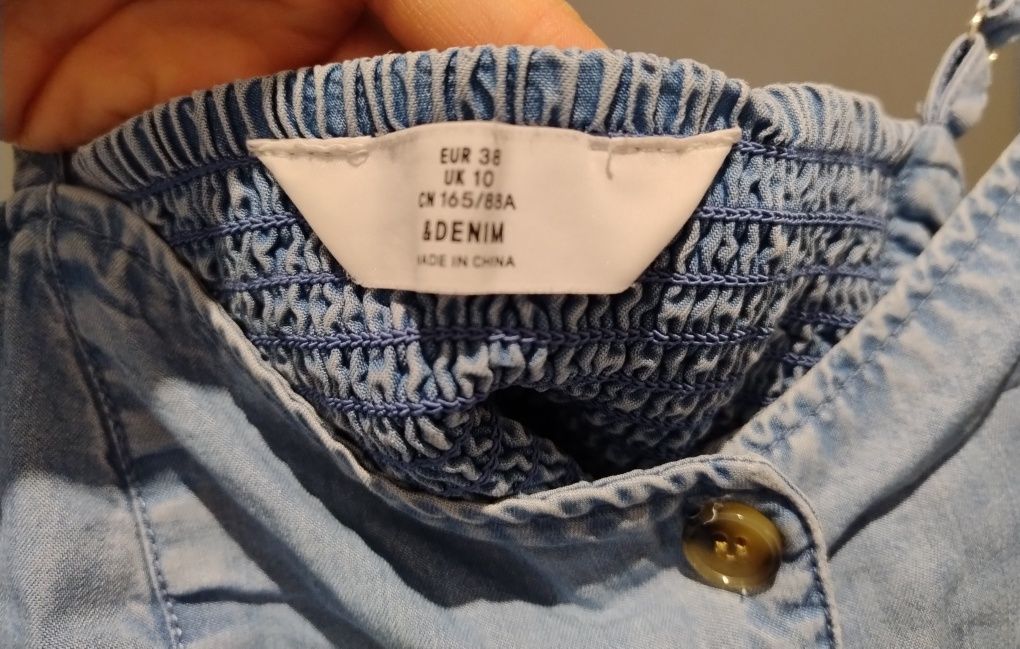 Sukienka jeansowa denim letnia MIDI na ramiączkach H&M 38