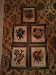 5 quadros em relevo de flores